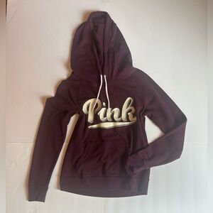 VS Pink Embroidered Maroon/Plum Hoodie Size Large